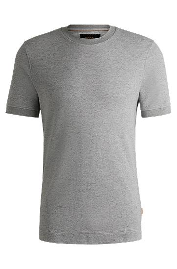 Tričko BOSS Cotton-Cashmere Blend T-Shirt with Anti-Bacterial Finish Šedá | 50531270, 0