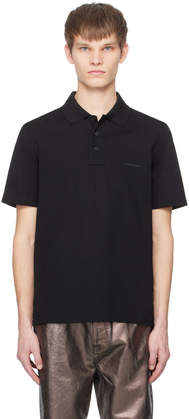 Polo tričko FERRAGAMO Embroidered Logo Polo Shirt Čierna | 772046, 0