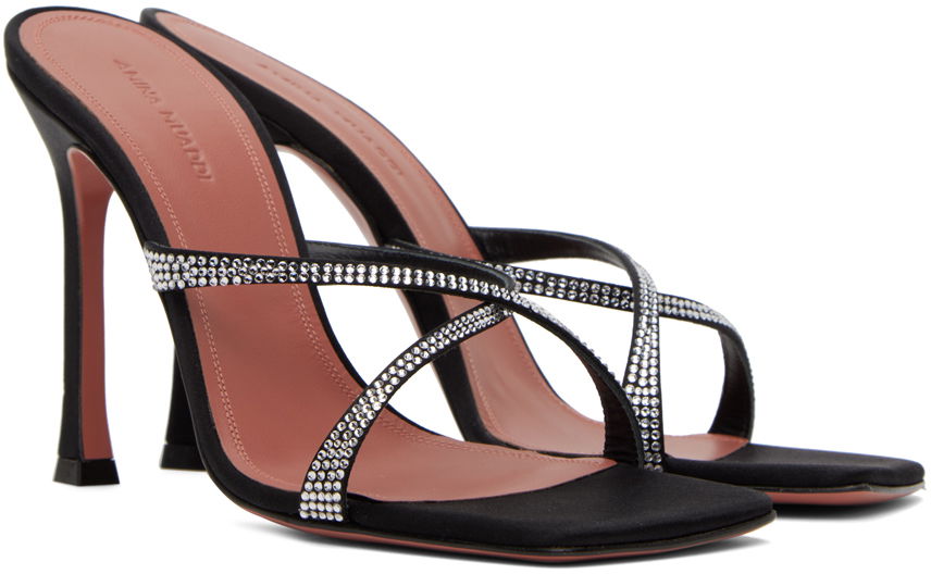 Amina Muaddi Adriana Crystal Slipper Heeled Sandals