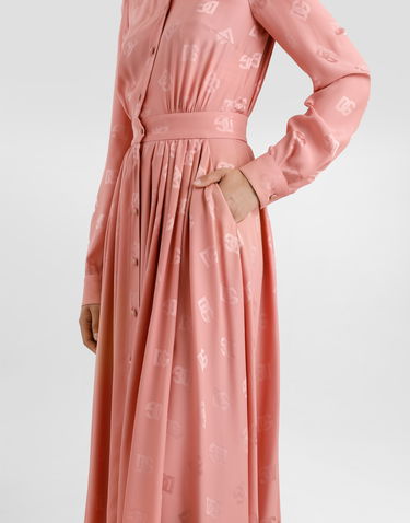 Šaty Dolce & Gabbana Dolce & Gabbana Silk Satin Jacquard Shirt Dress with DG Logo Ružová | F6ARQTGDCVHF0473, 3