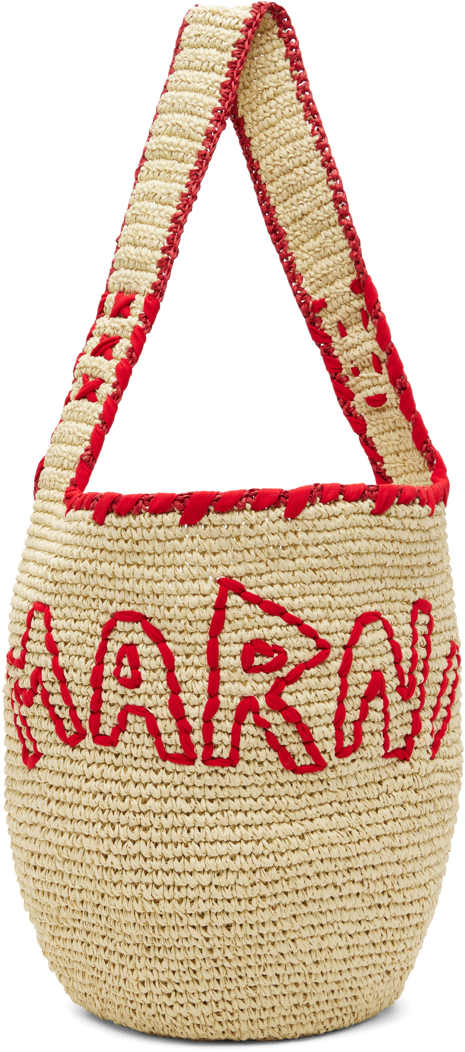 Tote bag Marni Nassa Medium Woven Raffia-Effect Tote with Red Embroidery Rôznofarebný | SBMP0256A0 P8561, 0
