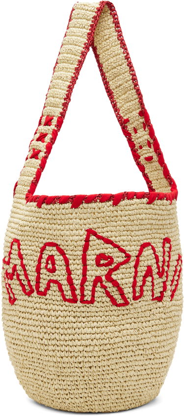 Tote bag Marni Nassa Medium Woven Raffia-Effect Tote with Red Embroidery Rôznofarebný | SBMP0256A0 P8561, 0