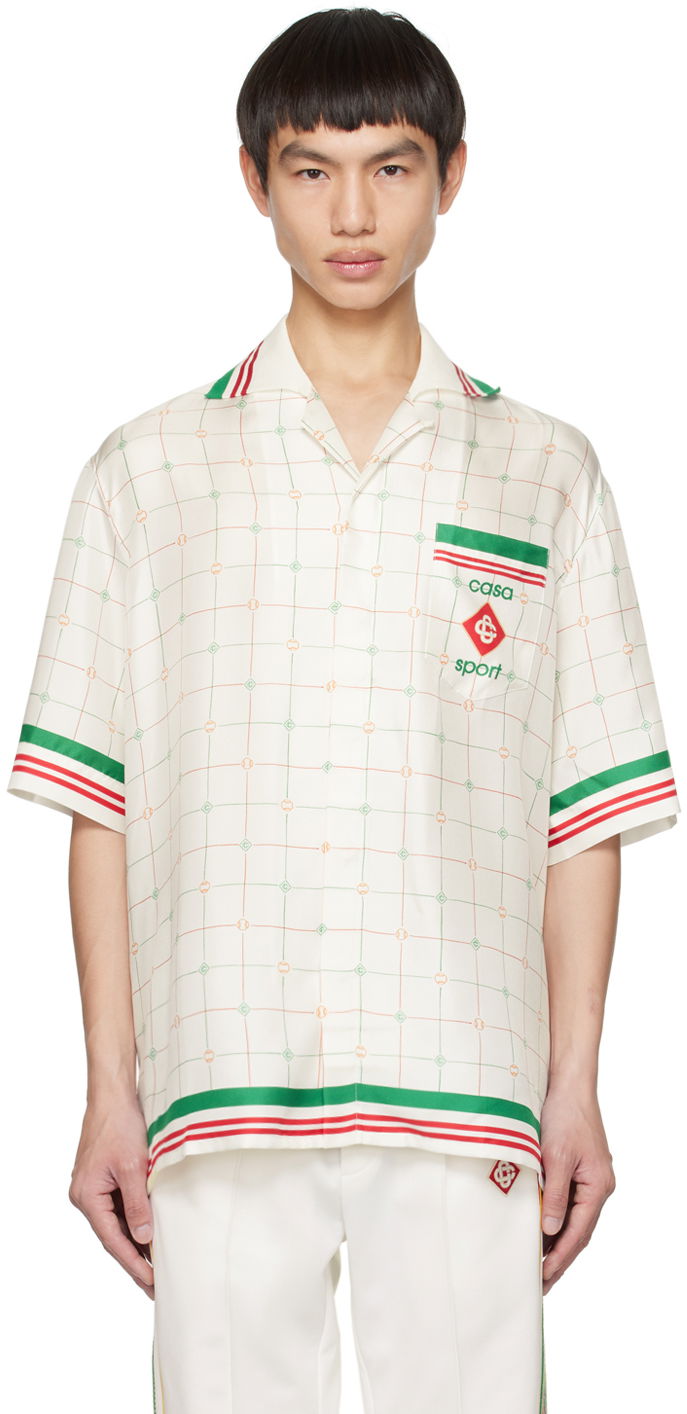 Košeľa Casablanca Tennis Club Check Shirt Biela | MS23-SH-014-02 SILK TWILL TENNIS