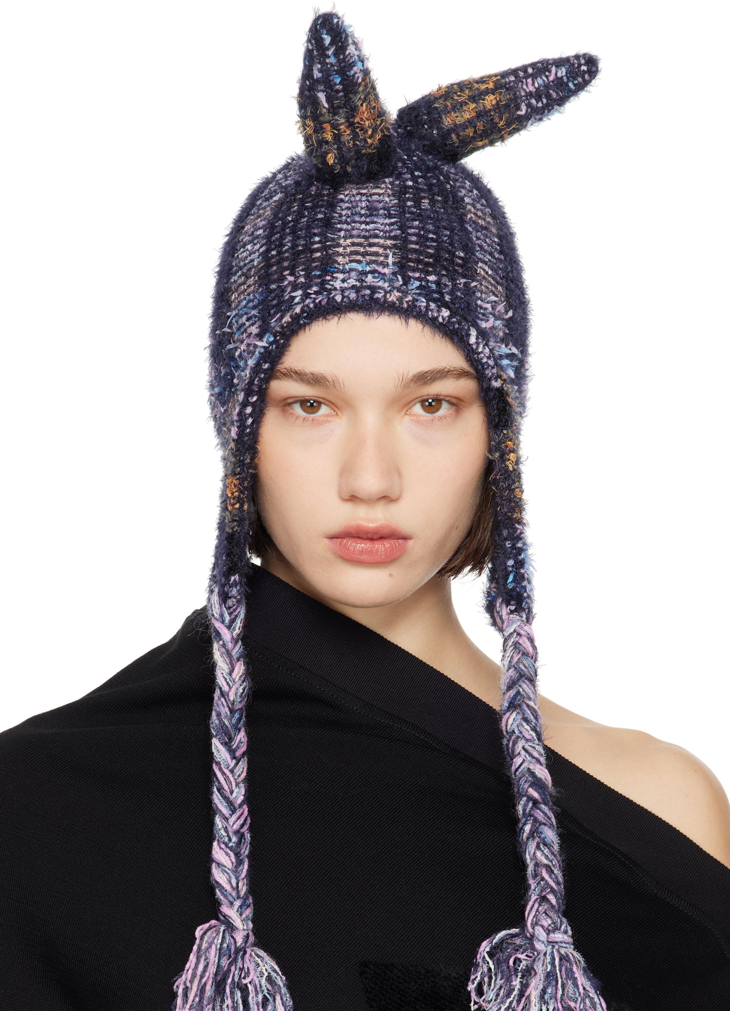 Kulicha Collina Strada Collina Strada Vitelli Edition Spiky Knit Bunny Beanie with Braided Tassels Rôznofarebný | XXV1015, 0