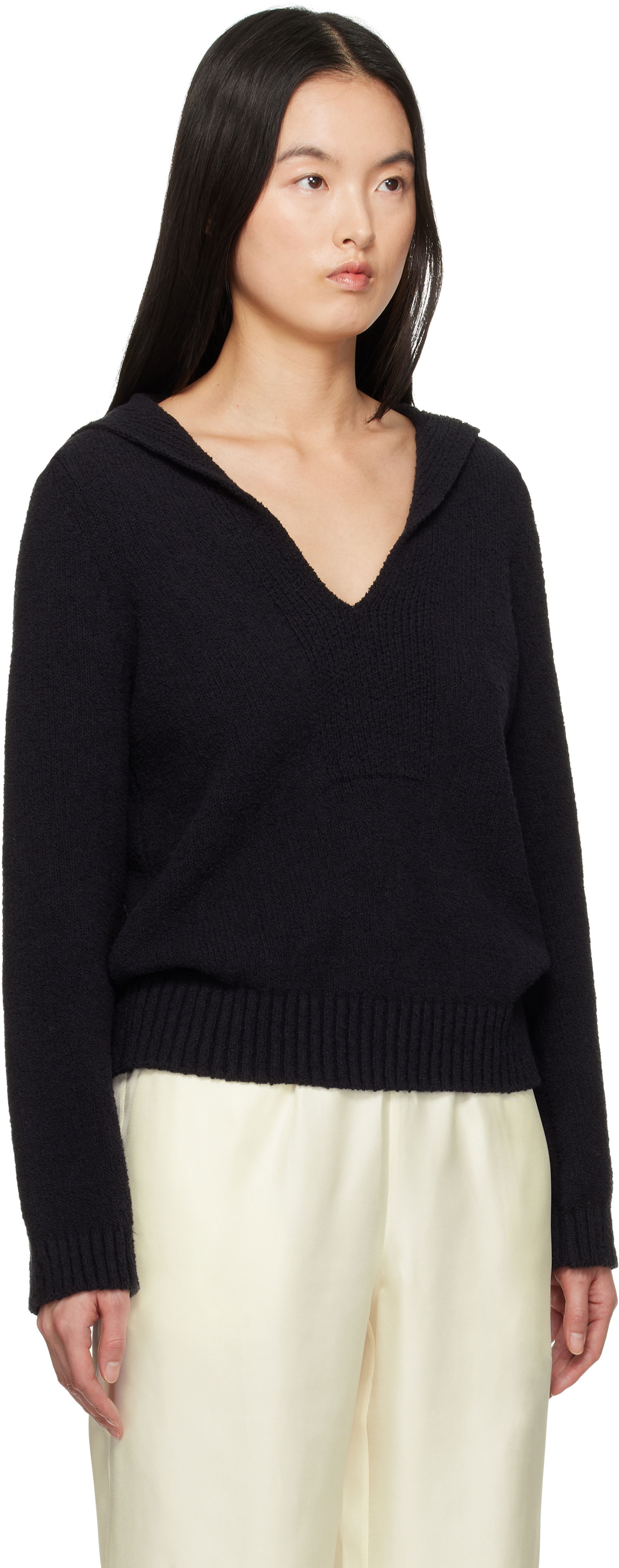 Sveter Loulou de Saison Loulou de Saison Bahia Knit Sweater Čierna | BAHIA, 1