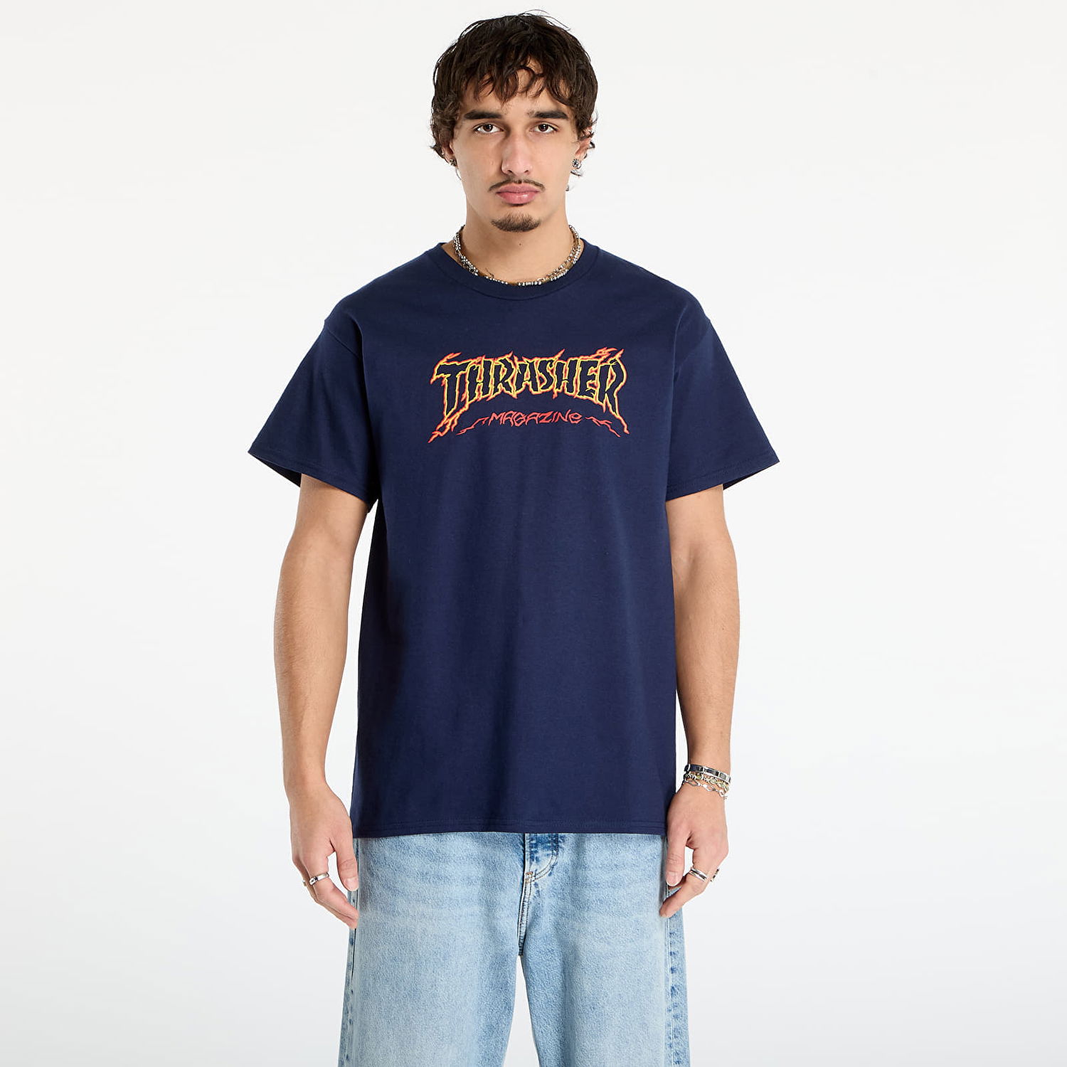 Tričko Thrasher T-Shirt Thrasher Cracked by Exteenager Navy | 145774, 0