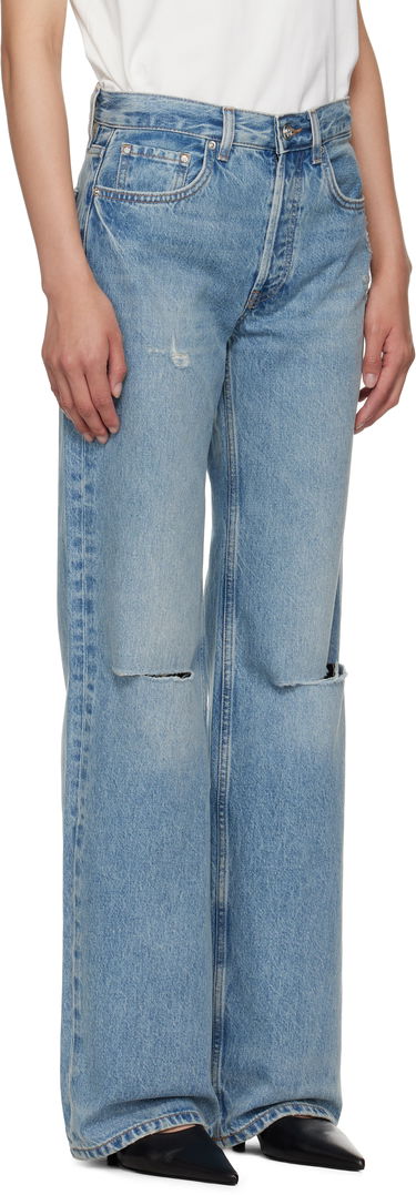 Džínsy Anine Bing Anine Bing Hugh Distressed Wide Leg Jeans Modrá | A-06-10852-WHD51, 1