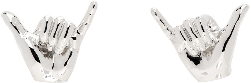 Náušnice Y/PROJECT Silver Mini Shaka Earrings Metalická | 640EA022, 0