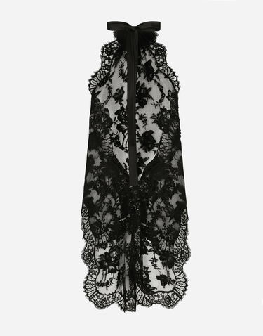 Tielko Dolce & Gabbana Black Asymmetrical Lace Top Čierna | F79EPTHLM44N0000, 1