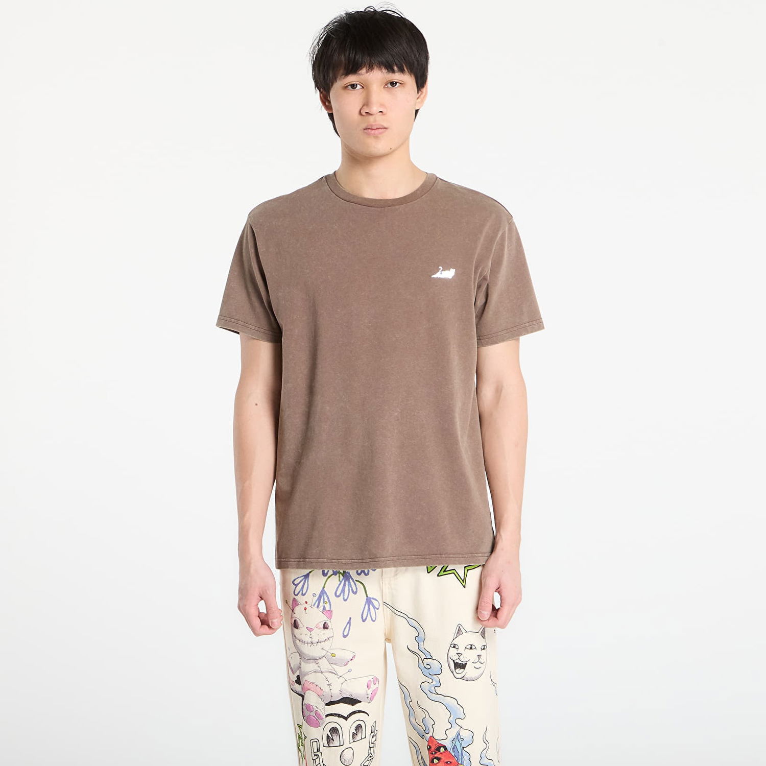 Tričko RIPNDIP Castanza Short Sleeve Vintage Wash Tee Hnedá | RNDBASIC251, 0
