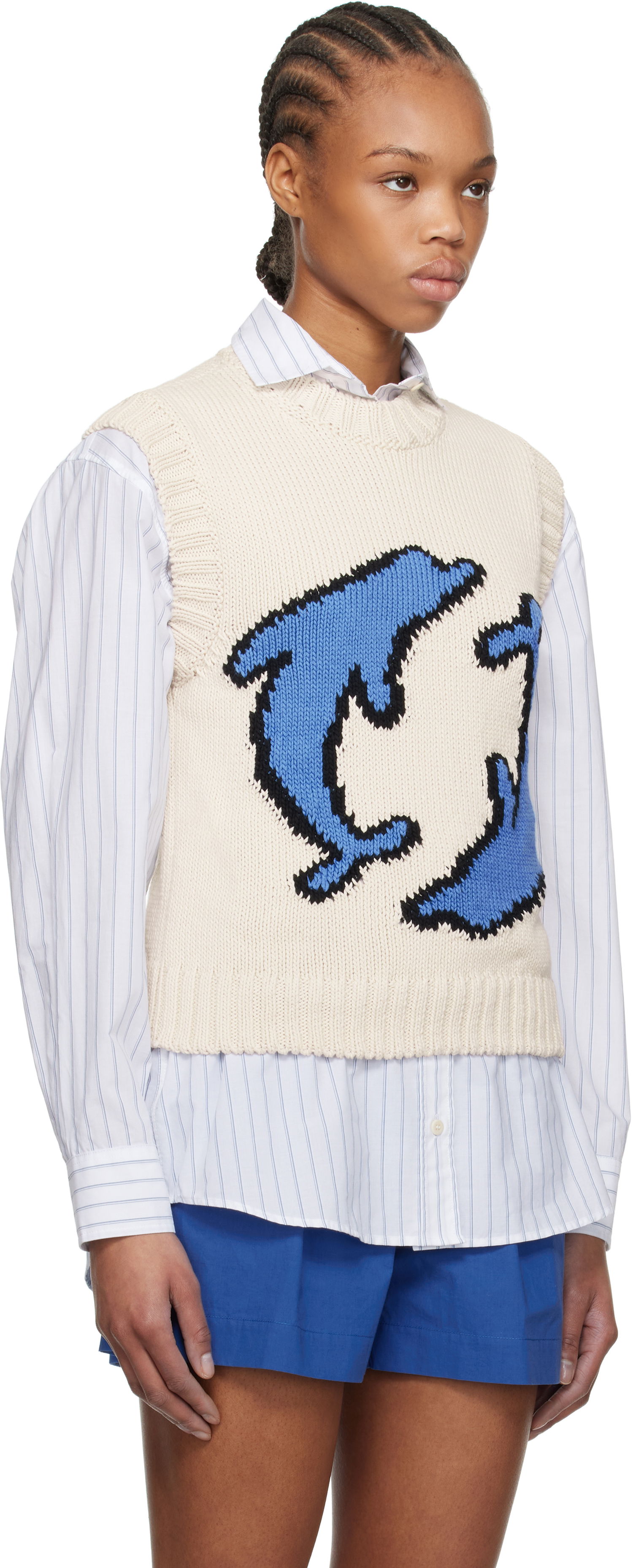 Sveter MSGM MSGM Jacquard Knit Vest Béžová | 3841MDT195 257281, 1