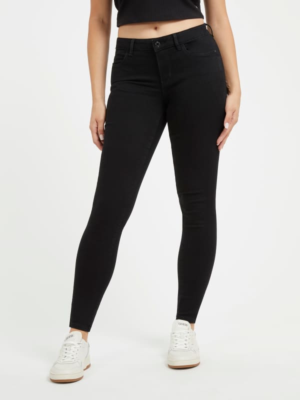 Nohavice a džínsy GUESS Skinny Fit Denim Čierna | W2YAJ2D4PZ1, 0
