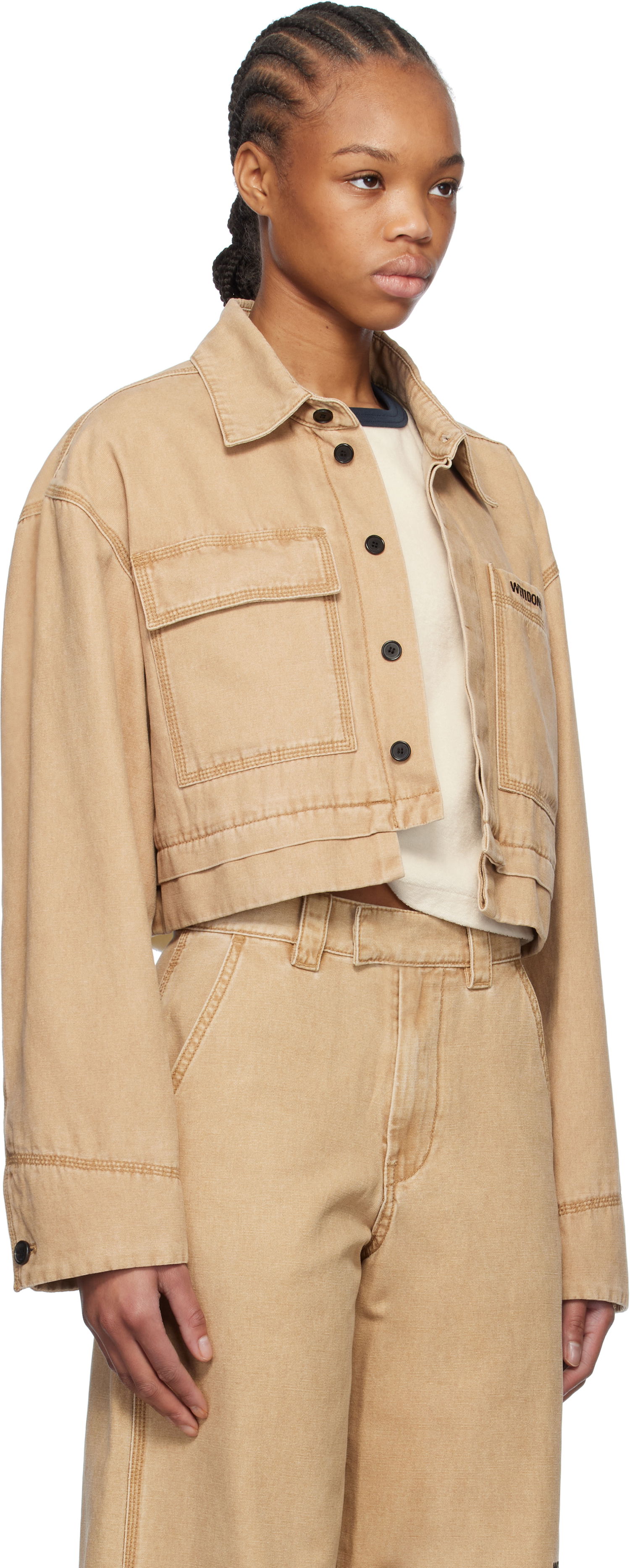 Bunda We11done We11done Cropped Work Jacket Béžová | WD-JK0-25-055-W-BG, 1