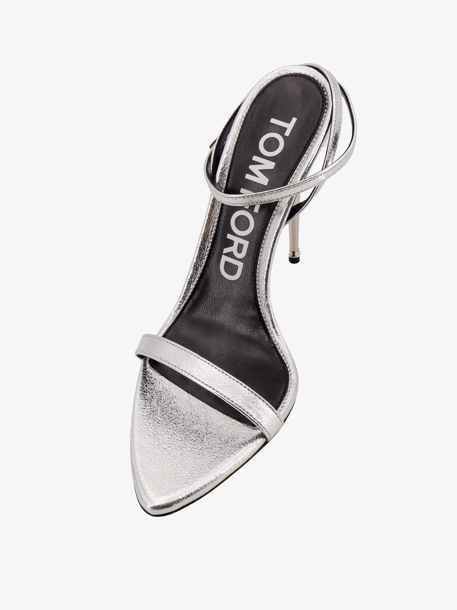 Metallic Leather Padlock Stiletto Sandals