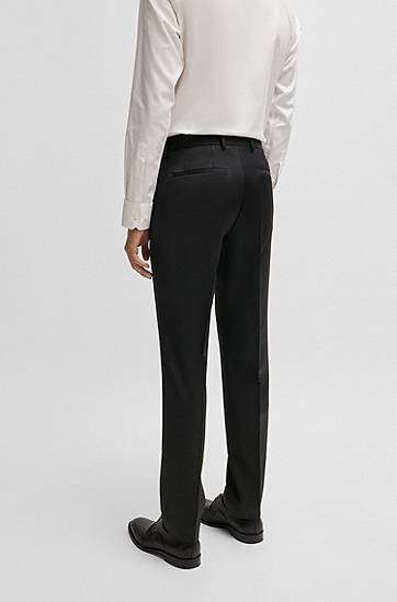 Nohavice BOSS Regular-Fit Virgin-Wool Serge Trousers Čierna | 50469183, 1