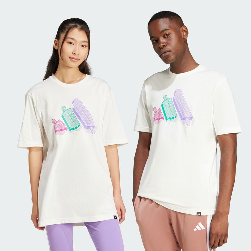 Tričko adidas Performance Lounge Ice Graphic Tee Biela | JJ4020