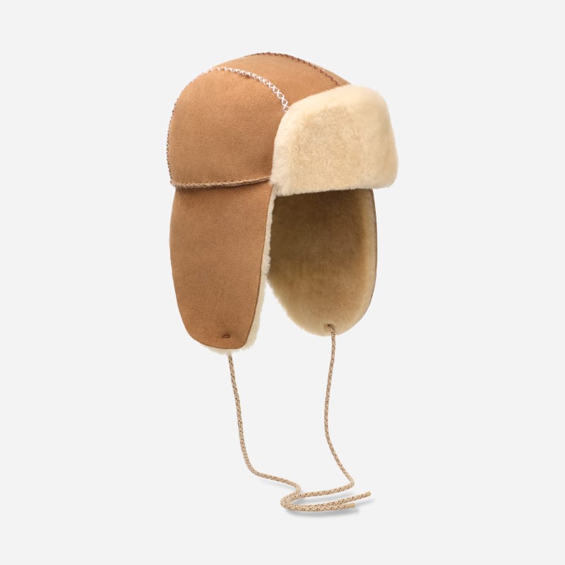 Suede Trapper Hat with Shearling