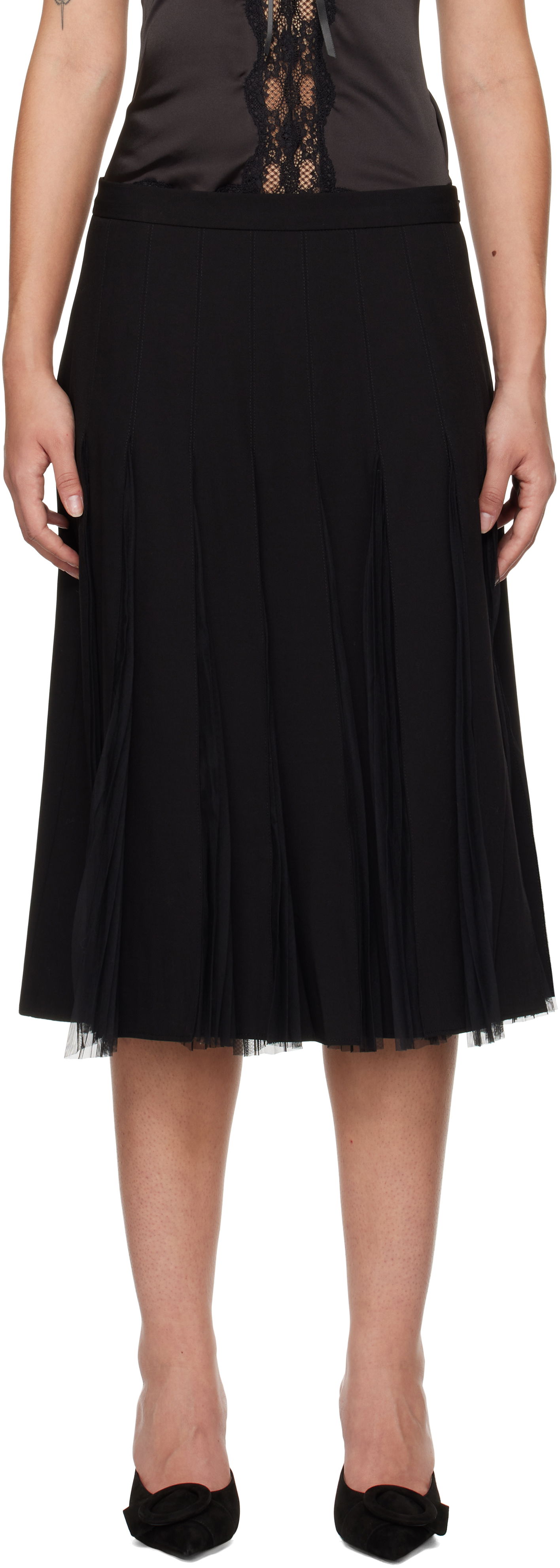 Sukňa GUIZIO Guizio Gibson Chiffon Pleated Midi Skirt Čierna | H24305W115, 0