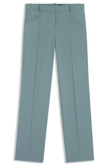 Nohavice BOSS Regular-fit trousers in virgin wool Tyrkysová | 50546613