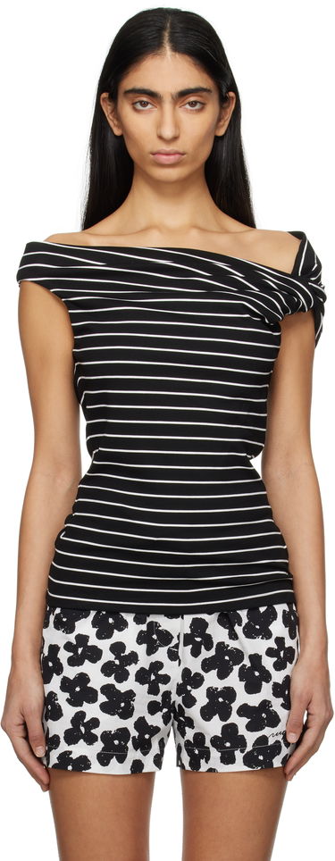 Tielko MSGM MSGM Striped Off-Shoulder Top Čierna | 3841MDM02 257115, 0