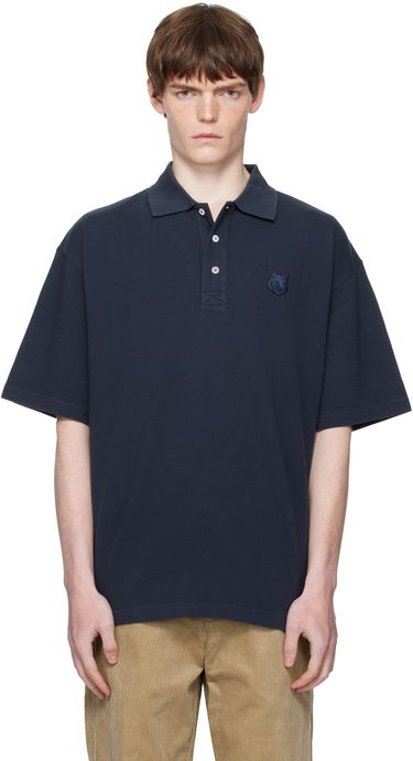 Polo tričko MAISON KITSUNÉ Maison Kitsuné Fox Head Patch Oversize Polo Navy | PM00211KP0001, 0