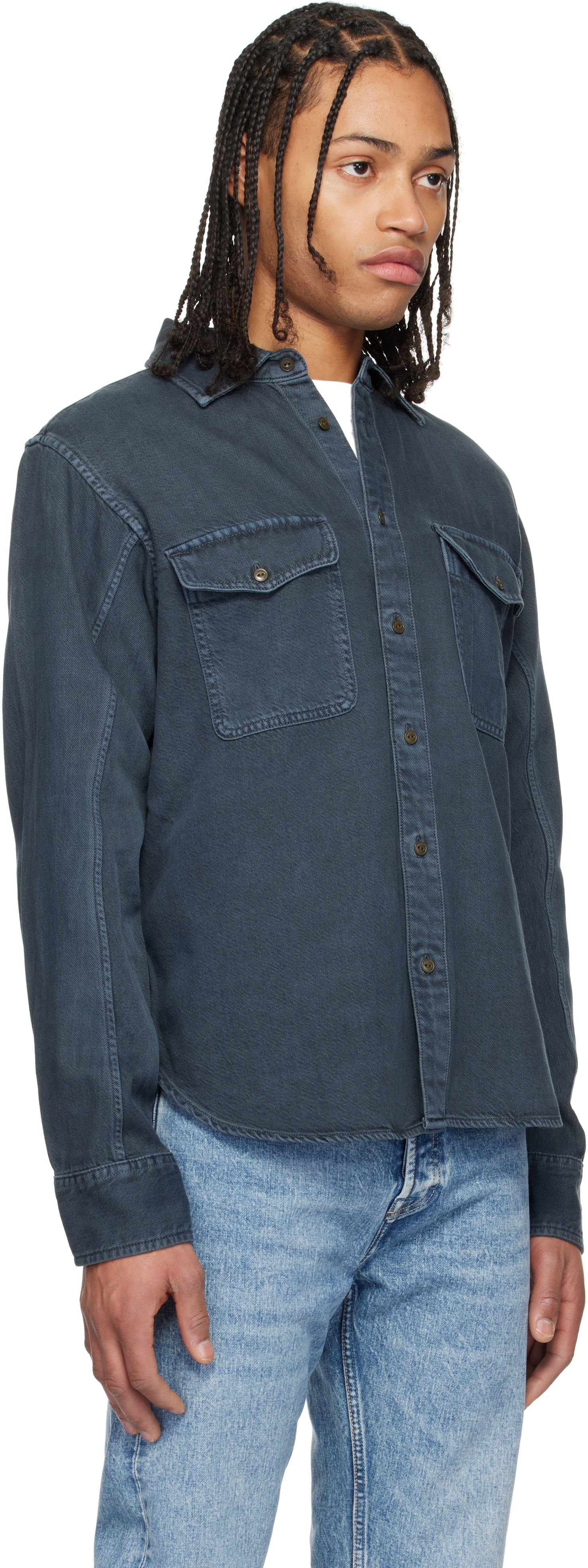 Košeľa rag & bone rag & bone Featherweight Denim Shirt Modrá | MED24S0004ZDMI, 1