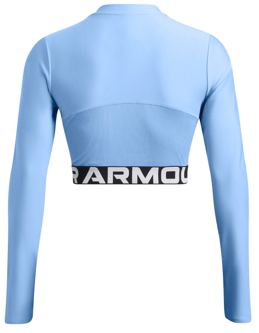 Crop Top Under Armour HeatGear Rib 1/4 Zip Long Sleeve Modrá | 1388692-465, 1