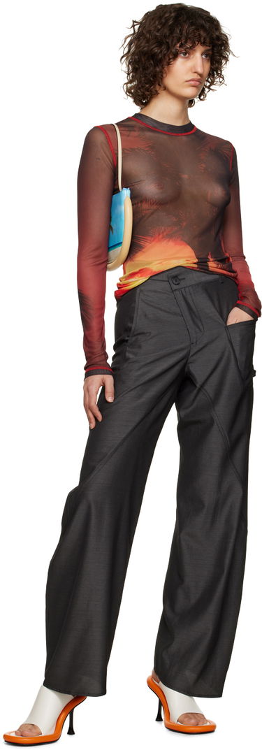 Tričko JW Anderson JW Anderson Sunset Palm Sheer Long Sleeve T-Shirt Červená | JO0138-PG1266, 3