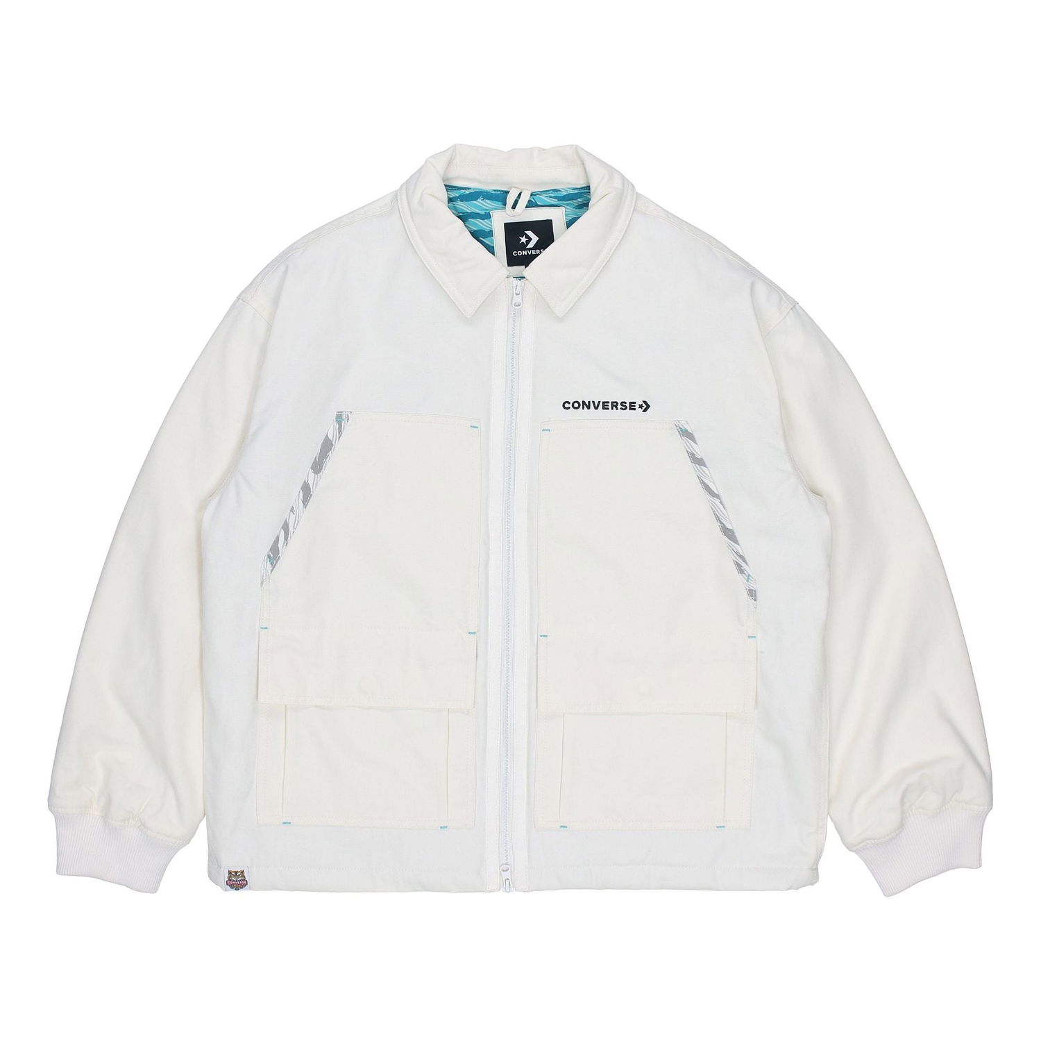 Bunda Converse New Year Series Logo Print Lapel Jacket Biela | 10024149-A01, 0