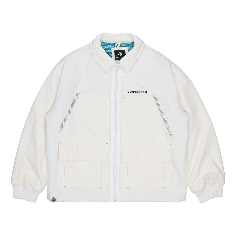 Bunda Converse New Year Series Logo Print Lapel Jacket Biela | 10024149-A01