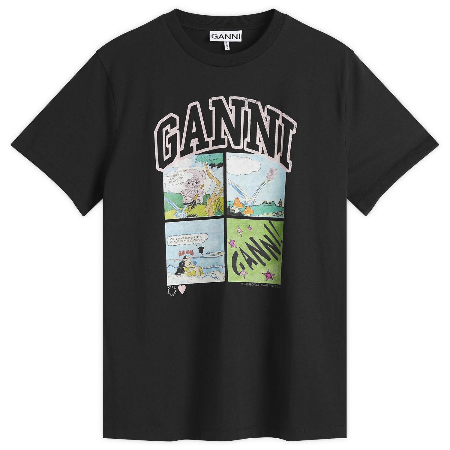 Tričko GANNI GANNI BD Teddy Relaxed T-Shirt, Size Large Čierna | T4287-252, 0