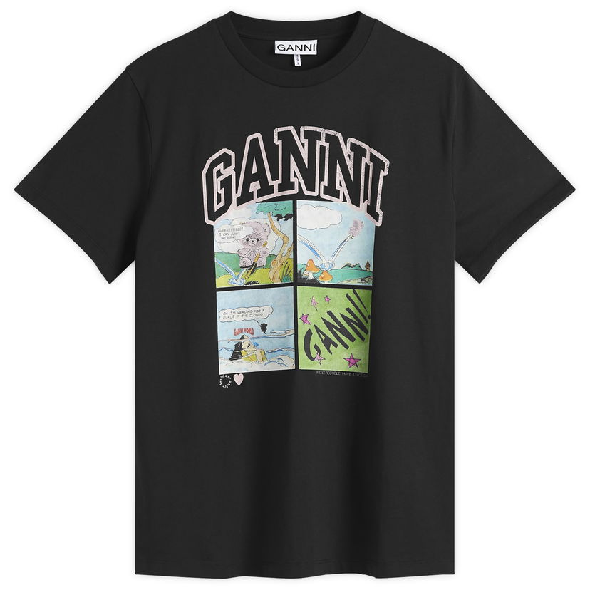 Tričko GANNI GANNI BD Teddy Relaxed T-Shirt, Size Large Čierna | T4287-252