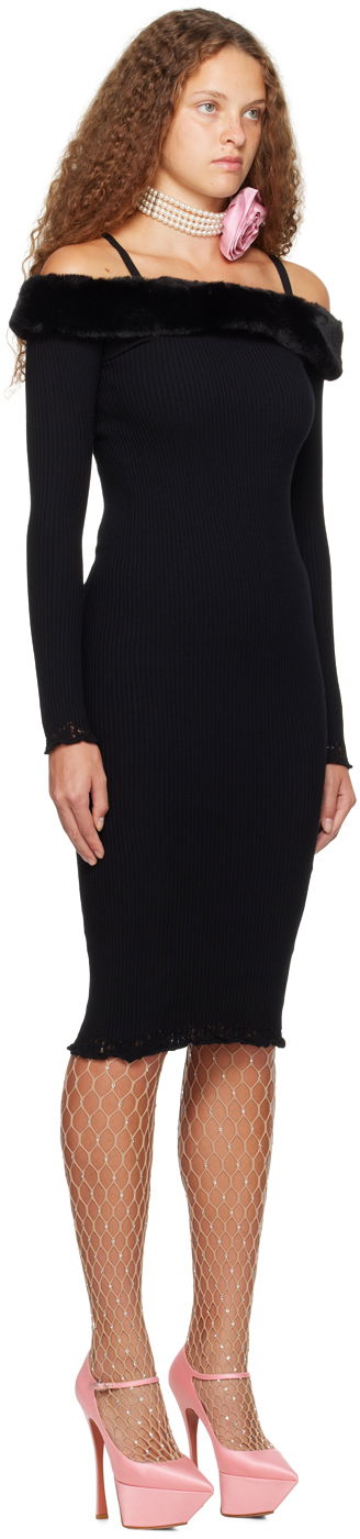 Šaty Blumarine Blumarine Faux-Fur Trim Midi Dress Čierna | A322A384B, 1