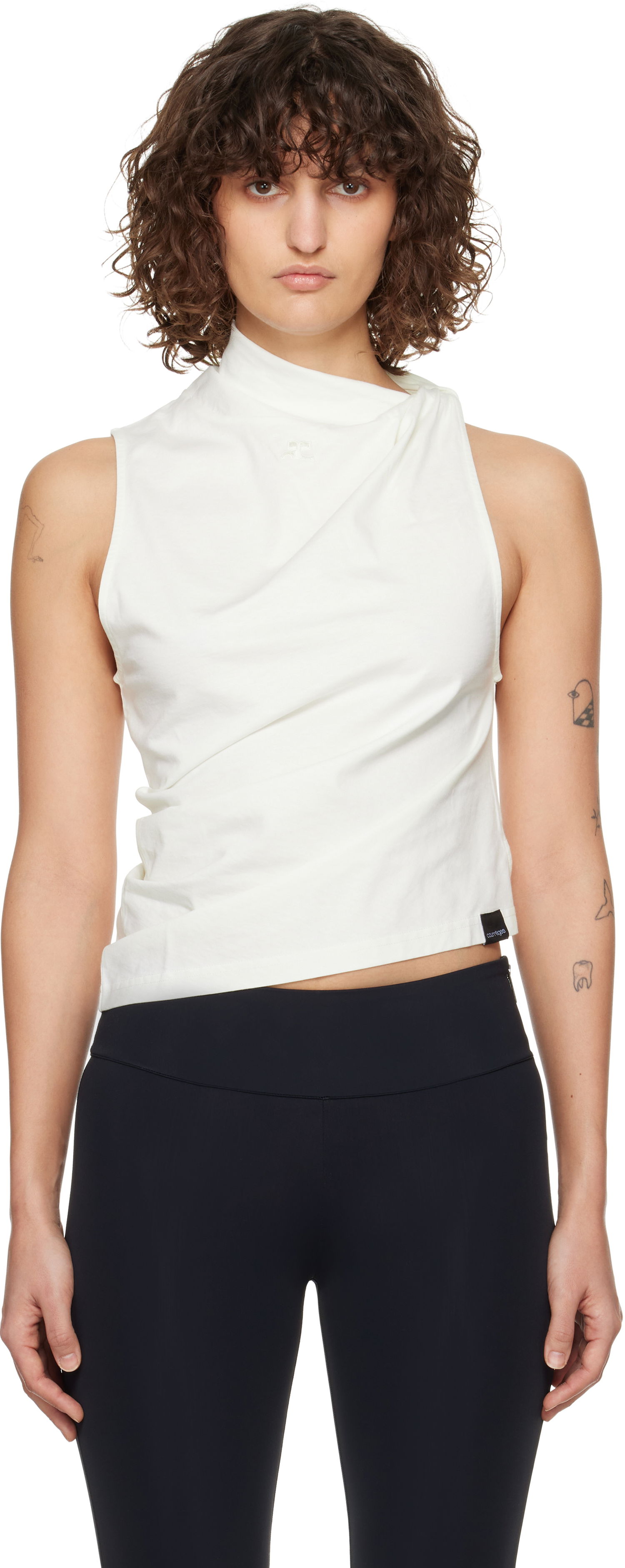 Tielko Courrèges Courrèges Draped Jersey Tank Top Biela | 125JDE125JS0107, 0