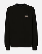 Cotton Jersey Sweatshirt with Branded Tag