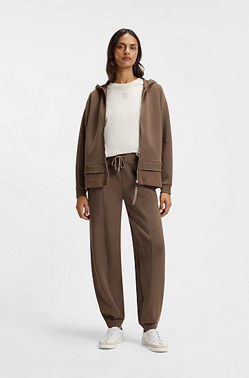 Súprava BOSS Relaxed-fit tracksuit bottoms with lustrous piping Hnedá | 50548633, 1