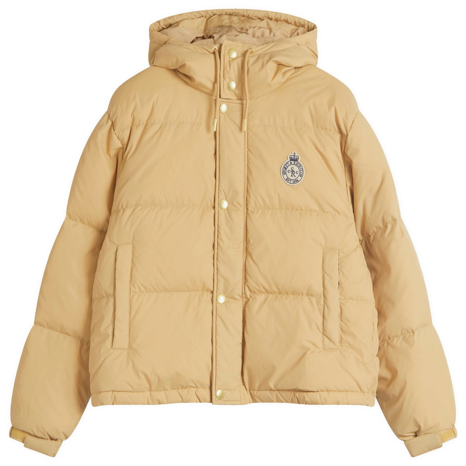 Prešívaná bunda Sporty & Rich Sporty & Rich Crown Logo Hooded Puffer Jacket, Size Large Béžová | OW020500202BE01-BEI, 1