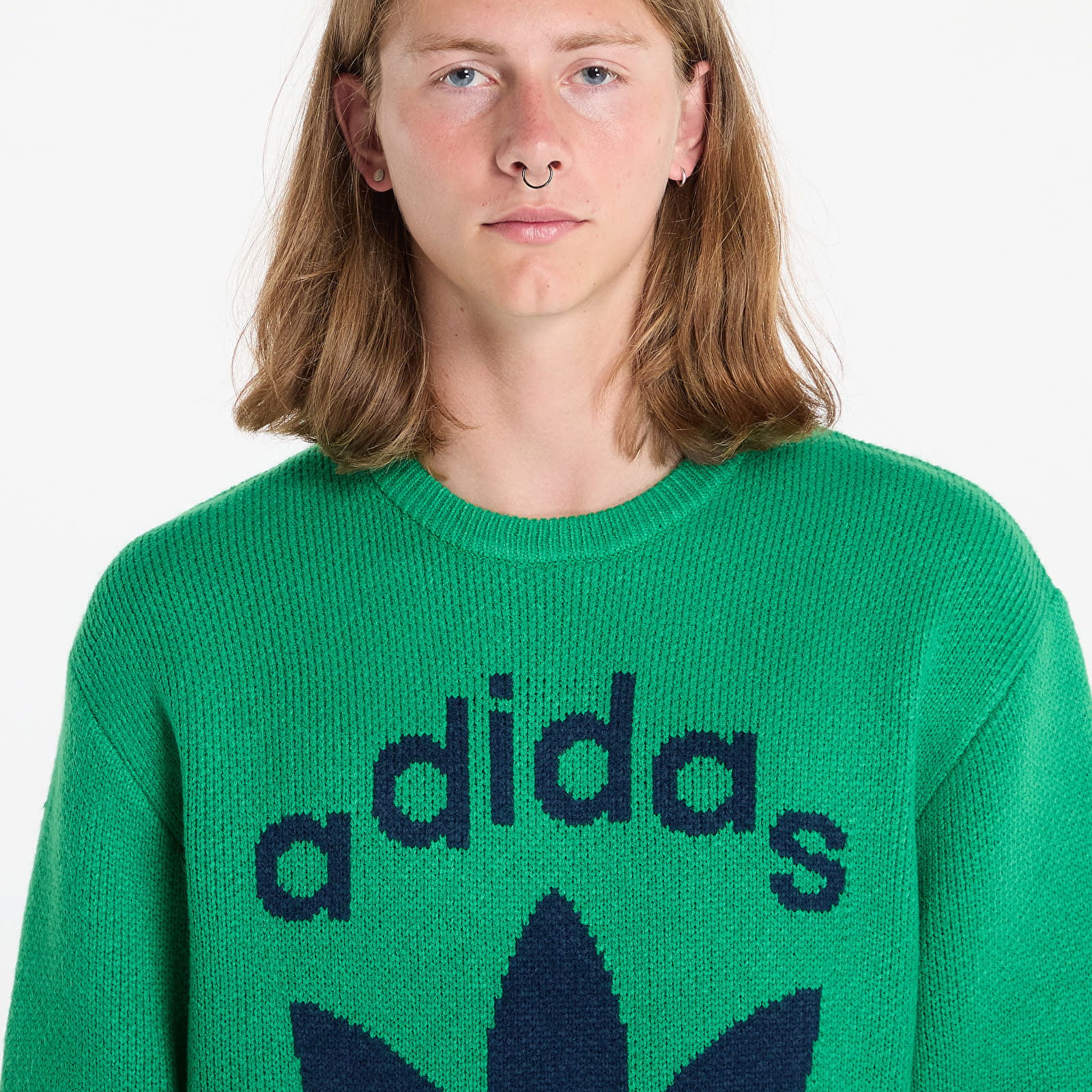 Knit Crewneck Green/ Night Indigo