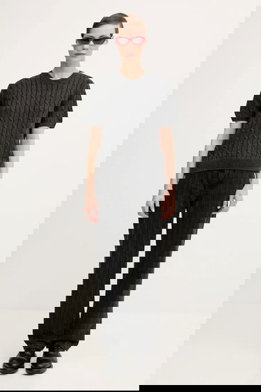 Sveter Carhartt WIP Carter Cotton Cable Knit Short-Sleeve Sweater Šedá | I035181.89GD, 4