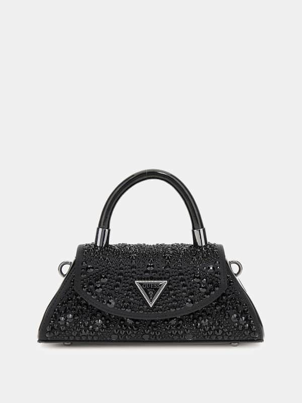 Kabelka GUESS Mini Crystal-Embellished Satchel Handbag Čierna | HWXM9528780, 0