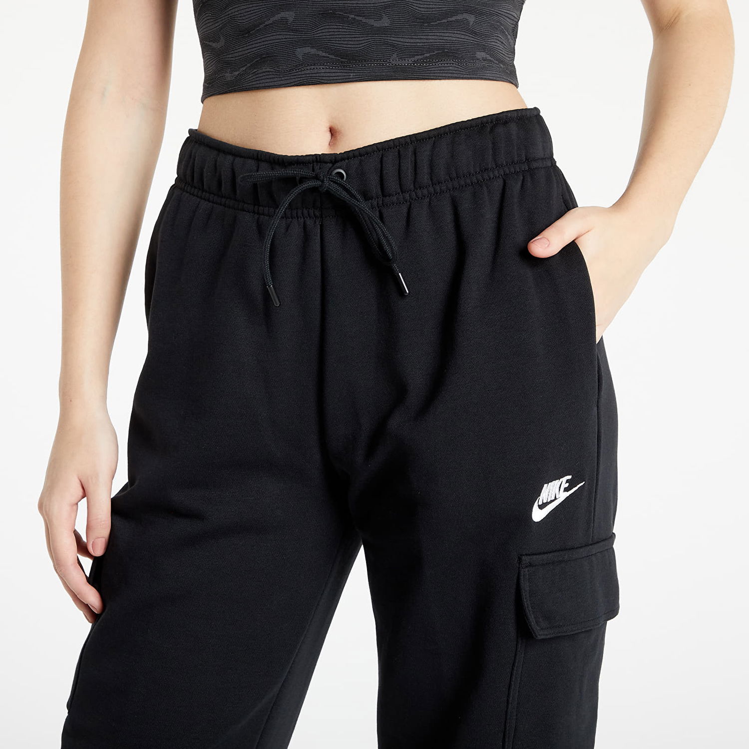 Cargo nohavice Nike SW Essential Fleece Mid-Rise Čierna | DD8713-010, 1