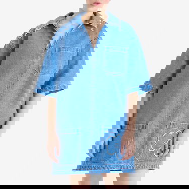Košeľa Marni Marni Denim Shirt Dress with Flower Appliqué Modrá | ABJD1391QS, 2