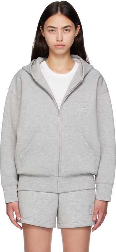 Mikina Anine Bing ANINE BING Bond Zip Up Framed Monogram Hoodie Šedá | A-08-10742-GRY1, 0