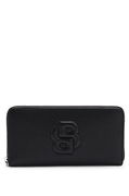 Balenciaga Grained Leather Ziparound Wallet with Padded Double B Monogram