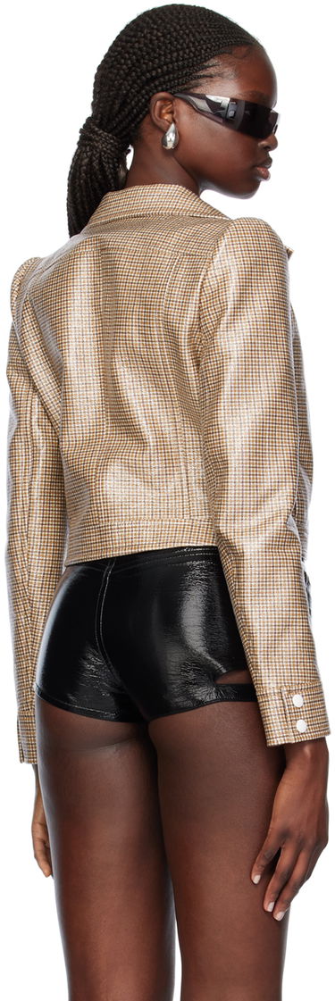 Bunda Courrèges Cropped Check Print Buttoned Jacket Hnedá | 124CBL005PR0042, 2