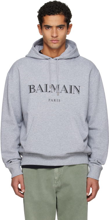 Mikina Balmain Balmain Paris Logo Printed Hoodie Šedá | FH2JR090BD33, 0