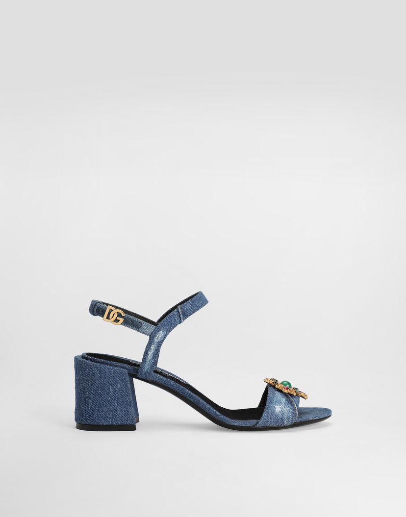 Doplnky Dolce & Gabbana Dolce & Gabbana Denim Sandals with Jewel Embellishments Modrá | CR1906AN6248C609