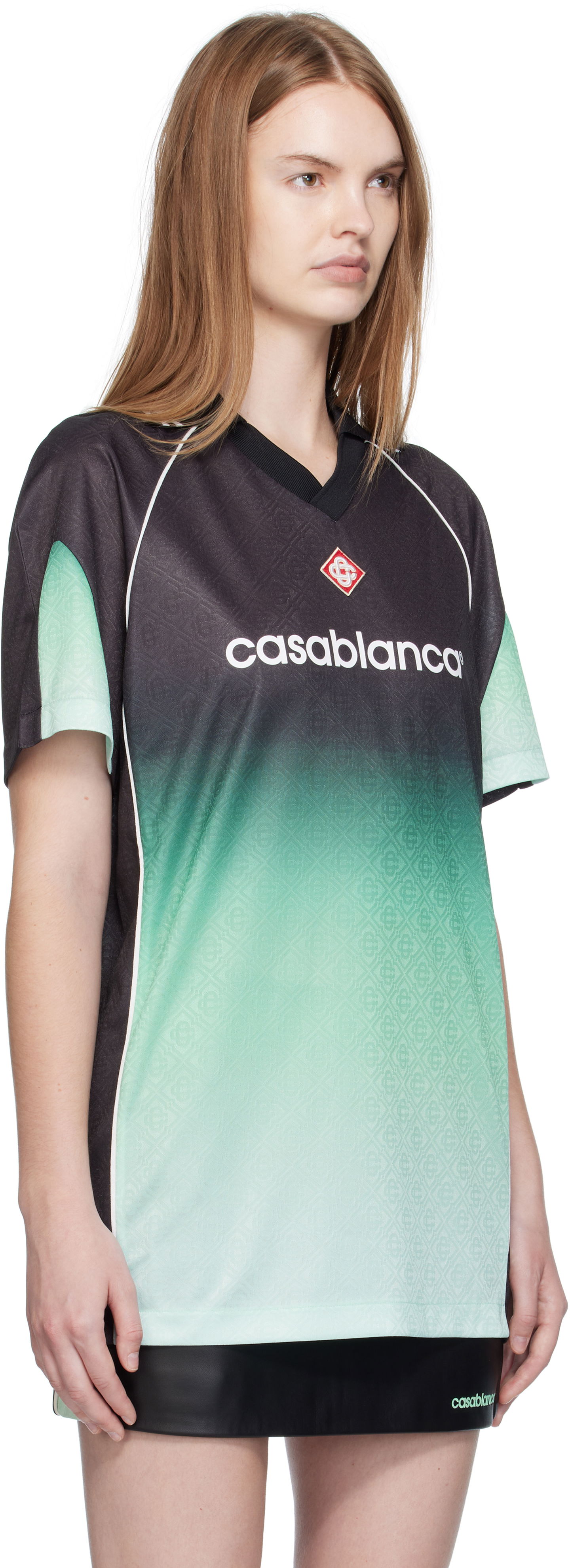 Tričko Casablanca Casablanca Gradient Monogram Jacquard Football T-shirt Zelené | U-WPF25-JTP-375-01, 1