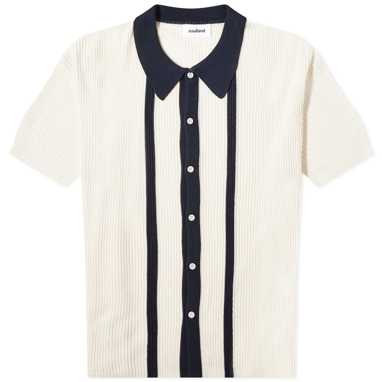 Polo tričko Soulland Ciel Short Sleeve Knitted Polo Shirt Biela | 41042-1157-OFW, 0