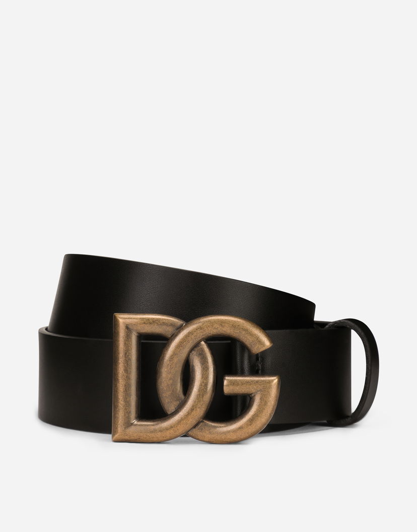 Opasok Dolce & Gabbana Leather Belt with DG Logo Buckle Čierna | BC4644AX62280999
